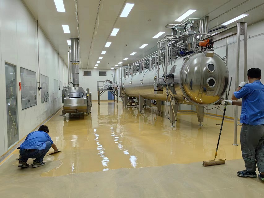 上海食品车间水性聚氨酯砂浆自流平完工